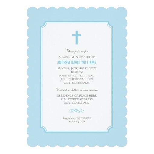 Blue Baptism Invitation  Baby Boy Invitation Card