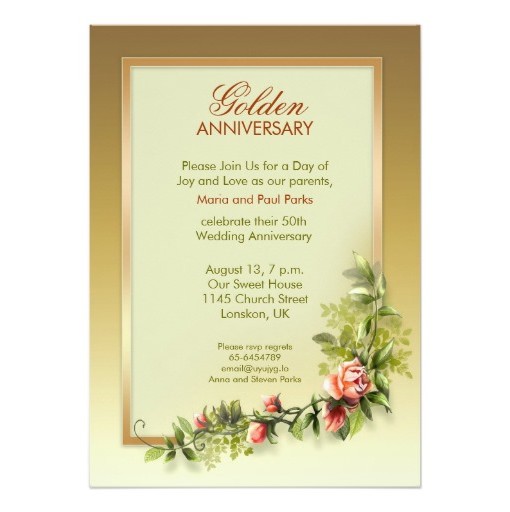 Golden Anniversary Beautiful Elegant Invitation Card