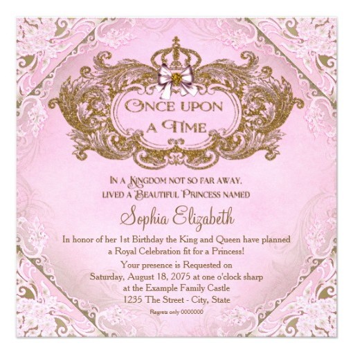 Once Upon A Time Princess 1st Birthday Invitation - LadyPrints